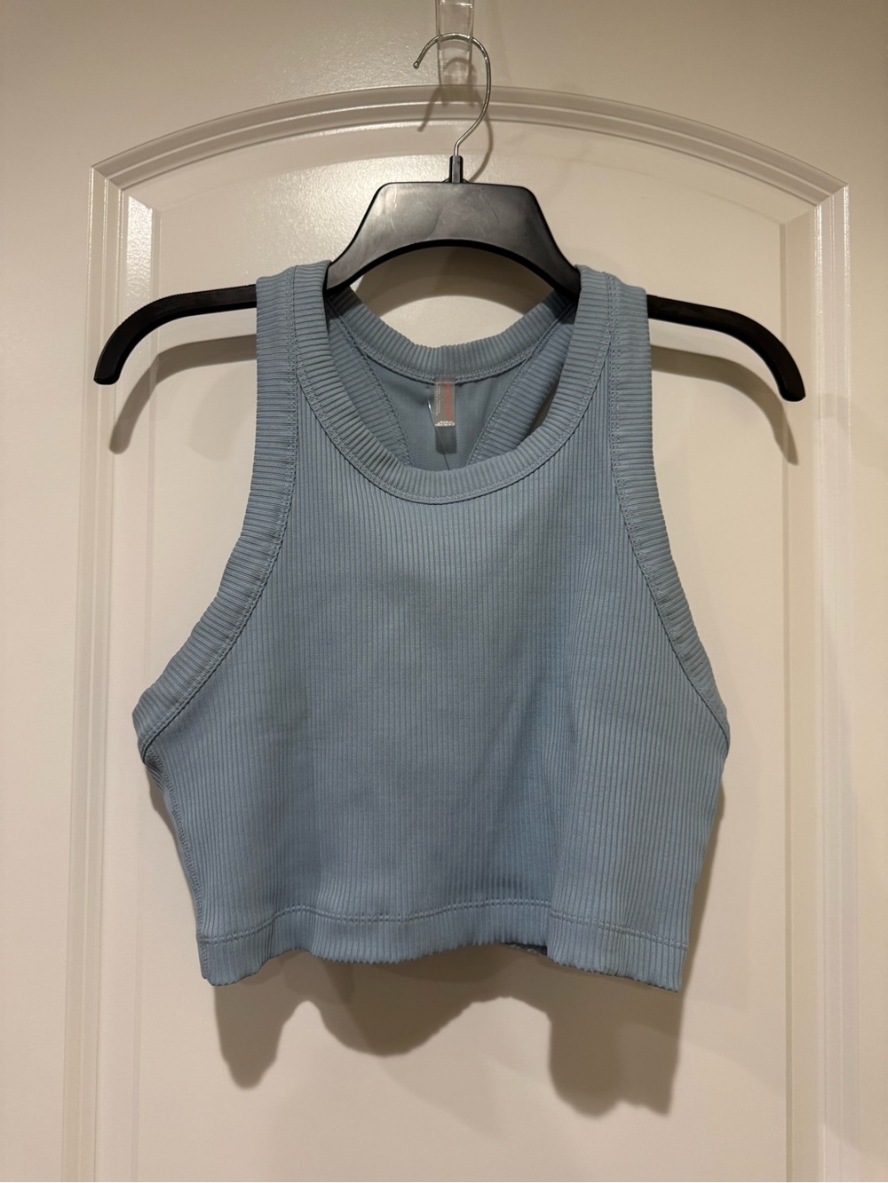 Free People Light Blue Ribbed Cropped Tank